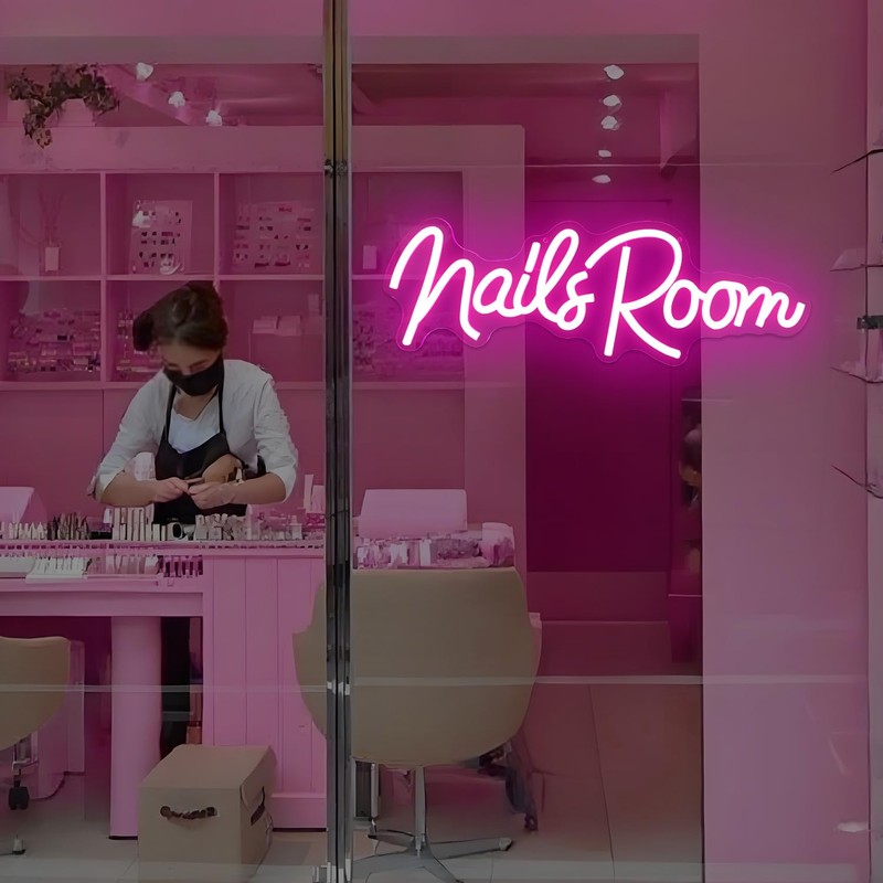 hhuohuona Nails Room Neon Sign Nail Salon Led Sign Dimmable