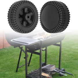 POPUBBY 7 Inch Wheel Grill Replacement Parts, 2 Pieces Grill Wheels Parts BBQ Grill Wheels, Gas Grill Wheels, Plastic Grill Wheels Replacement Parts with Wheel Cover for Charbroil