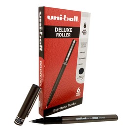 Uni-Ball Bolígrafo Antifraude Deluxe Roller Punto Ultrafino .5mm, 6 Piezas Color Negro 305.Ub155Ne