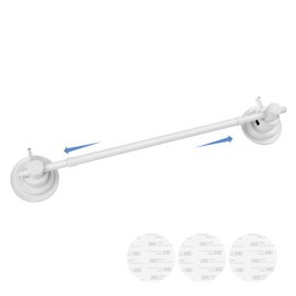 Suction Cup Towel Bar for Shower, 15.75''-25.6'' Adjustable Stainless Steel Towel Holder, Heavy Duty Suction Towel Rack with Powerful Vacuum Adsorption for Bathroom, Kitchen, RV, and Renters (White)