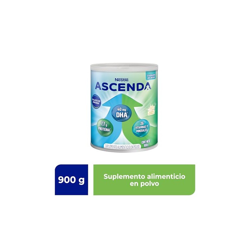 ASCENDA Suplemento Alimenticio Sabor Vainilla Lata de 900g
