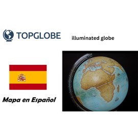 TOPGLOBE Illuminated Globe 20cm - Spanish Map - Political Globes - Educational/Geographical/Desktop Decoration