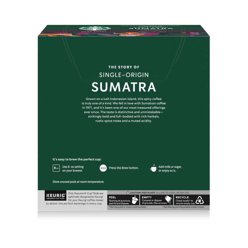 Starbucks K-Cup Coffee Pods, Dark Roast Hot or Iced Coffee,