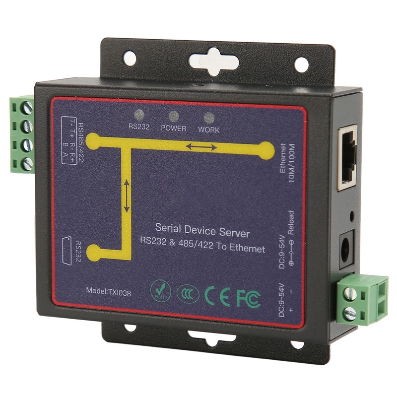 RS232 RS485 RS422 Serial to Ethernet Adapter 10M 100M RJ45