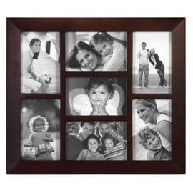Malden International Designs Berkeley Beveled Edge Wood Collage Picture Frame, 7 Option, 7-4x6, Walnut