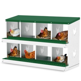 Chicken Nesting Box, 8 Hole Chicken Nesting Box, Metal Chickens Laying Boxes with Perch, Metal Roll Away Eggs Laying Boxes, Versatile Wall Mount or Free Standing for Chickens