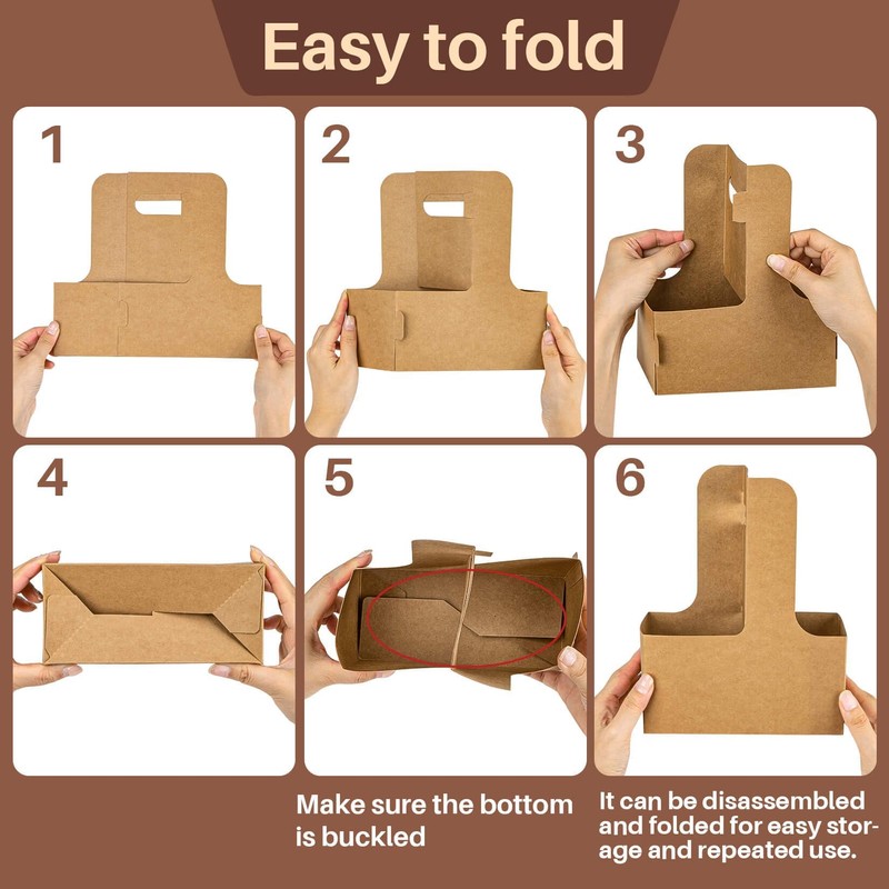 MAQIHAN 2 Cup Drink Carrier with Handle - 20Pcs Disposable