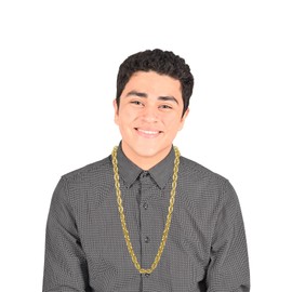 Beistle 2 Piece 40" Gold Plastic Hip Hop Chain Necklaces For 80's Theme Party Favors, 1990's Costume Accessories, Celebrating With You Since 1900