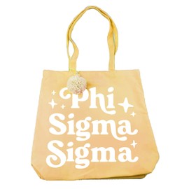Sorority Shop Phi Sigma Sigma Retro Pom Pom Tote Bag