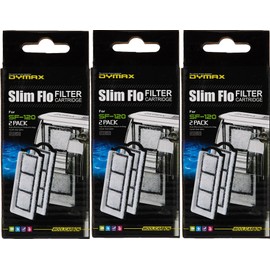 Dymax Filter Cartridge Replacement for Slim FLO SF-120 Hang On Back Aquarium Filter (3 Boxes = 6 Cartridges Total)