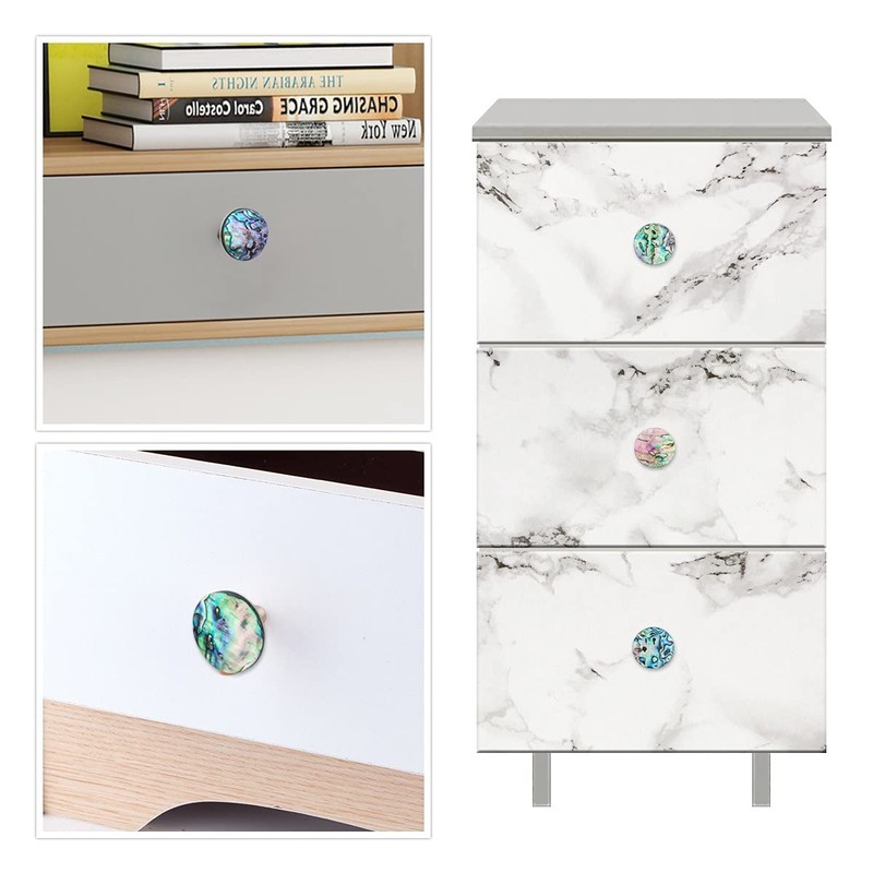 KYEYGWO Pack of 4 Abalone Shell Furniture Knobs, White Shell