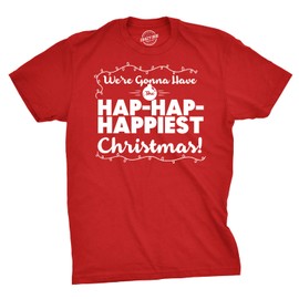 Mens Hap Hap Happiest Christmas Graphic Novelty Sarcastic Xmas Cool T Shirt Funny T Shirts Christmas Apparel for Men Novelty Tees for Guys Red L
