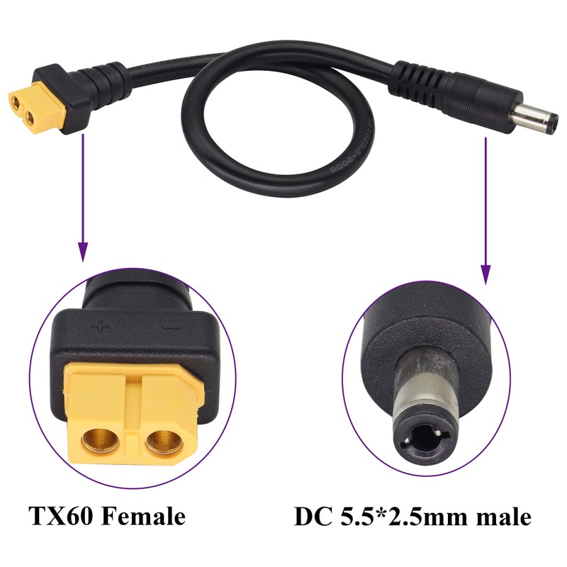 AAOTOKK DC 5.52.5mm to XT60 Adapter Cable Female XT60 Bullet
