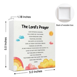 Gwisml The Lord's Prayer Wood Box Sign,Sunday School Decor for Classroom,Christian Desk Wooden Box Decor,Inspirational Bible Verse Wood Sign,Religious Scripture Wooden Signs for Nursery Classroom