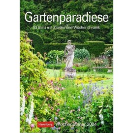 Gartenparadiese Wochenplaner 2024. Dekorativer Wandkalender zum Eintragen mit 53 romantischen Garten-Fotos und Zitaten. Termin-Kalender 2024 für die ... cm: 53 Blatt mit Zitaten und Wochenchronik