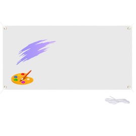 Paintable Blank Banner 6ft x 2ft Blank White Banner DIY Flags 180 * 60cm with Brass Grommets Plain Flags for Festival Party Sport Events Gardens Bar Indoor and Outdoor Decoration with Hanging Ropes