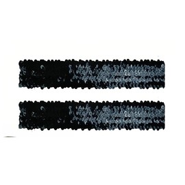 2PCS Black Sequin Headbands 5CM Wide lastic Sparkly Headband Glitter Sport Headband For Adult