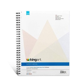 KINGART Mixed Media Paper Pad, Heavyweight, Fine Texture, Perforated, Side Wire Bound, 98 LBS. (160G), 11" X 14", 60 Sheets