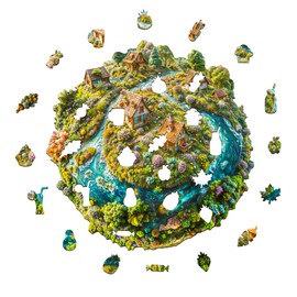 Jigfoxy Wooden Puzzle for Adults, Planet Wooden Puzzle for Adults, Unique Wooden Animal Puzzle, Family and Friends, L-34 x 34 cm, 260 Pieces