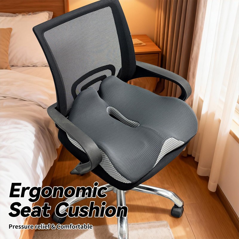 18x16.5 Inch Memory Foam Seat Cushion for Office Chair, Contoured