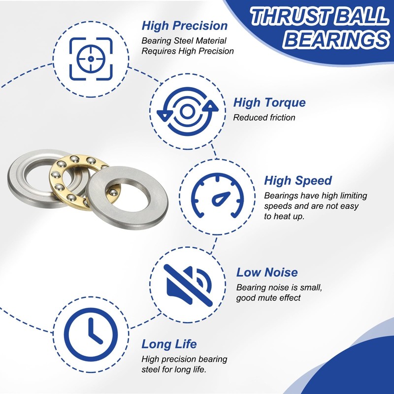 PATIKIL Thrust Ball Bearings 8x16x5 mm, 6 Pcs Chrome Steel