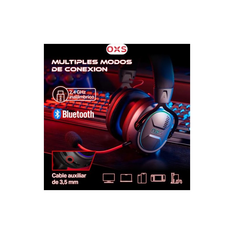OXS Storm G2 Audfonos Gamer para inalmbricos,con micrfono de cancelacin