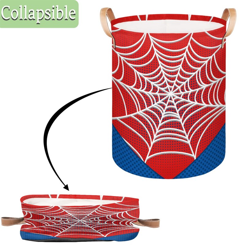 Large Laundry Basket Hamper - Red Spiderweb 62L Collapsible Storage