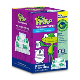Kandoo Flushable Cleansing Wipes for Babies and Kids, Refill, Sensitive, 400 Count