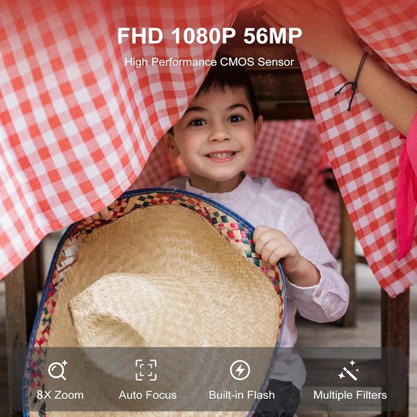 Digital Camera, FHD 1080P Camera, 1/2.3 CMOS, Digital Point and