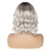 PORSMEER Short Pastel Wavy Bob Ombre Silver Wig with Fringe