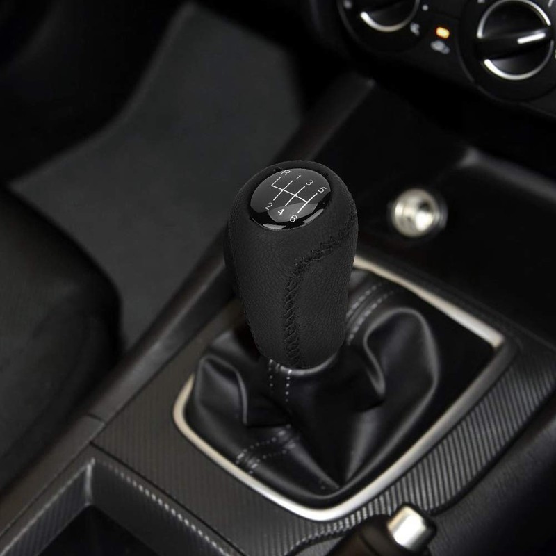 6 Speed Shifter Knob - Leather Gear Stick Handle for