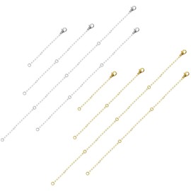 ZKFSIE 8PCS Necklace Extender, Gold + Silver, 2/4/6/8 Inches Chain Extenders Necklace Clasp Extender for Women Men Necklaces Jewelry Bracelets Making Bracelet
