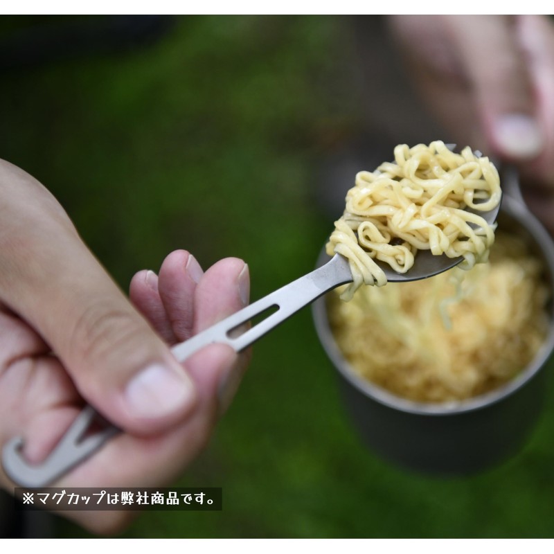 A.S.F. OUTDOOR Titanium Cutlery Set (Sparking Spoon with Hook, Fork