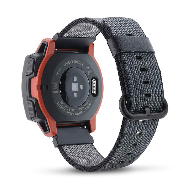 C2D JOY Woven Nylon Strap Compatible for Garmin Instinct Tactical/Esports/Surf/Camo/Solar Instinct 2 Smartwatch Replacement Band - 22MM Black (Large)