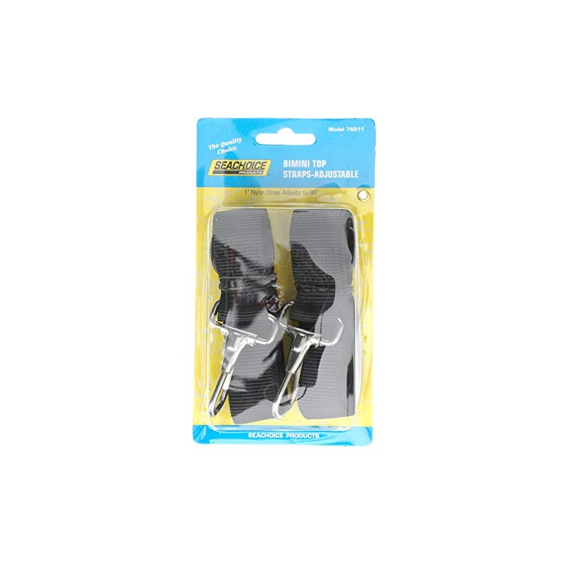 Seachoice 78811 Adjustable Bimini Top Straps with Snap Hooks, 96-inch