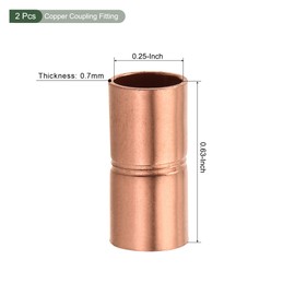 YOKIVE 2 Pcs Copper Coupling, Plumbing Straight Copper Fitting Coupler Welding Joint Connector Adapter, Great for HVAC, Air Conditioner (1/4" Inner Dia.)
