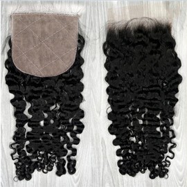 Nicewig Silk Base Top Closure Burmese Curly Bleached Hidden Knots Free Part 4x4 Fake Scalp Lace Closure With Baby Hair Unprocessed Raw Human Hair 18inch