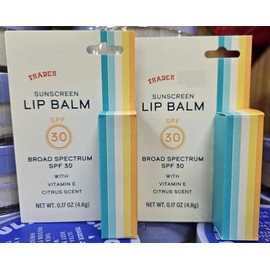 Trader Joe Sunscreen Lip Balm VE Citrus Scent SPF 30 0.17oz 4.8g (2 Packs)