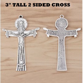 Fashion Jewelry Big 2 Sided CROSS JESUS CRUCIFIX FAITH PEACE Pendant On 925 Silver 20" chain Men