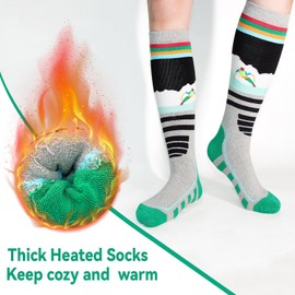 DECOVICI Ski Socks for Women and Men, Knee High Winter Thermal Thick Socks for Cold Weather, High Performance Warm Socks for Boots Snowboarding Hiking Riding 1 pair(Light Orange,4-6)