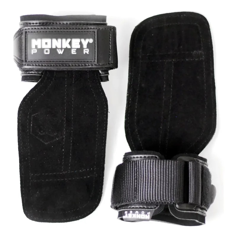 Straps Gym En Piel Callera Mayor Agarre Monkey Power Negro