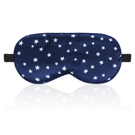 Silk Sleep Mask, Eye Mask Made of Pure Silk with Adjustable Strap, Blackout Sleeping Mask, Comfortable Soft Eye Mask, Sleeping Aid, Blindfold for Sleep Quality, Light Blocking (Navy Blue)