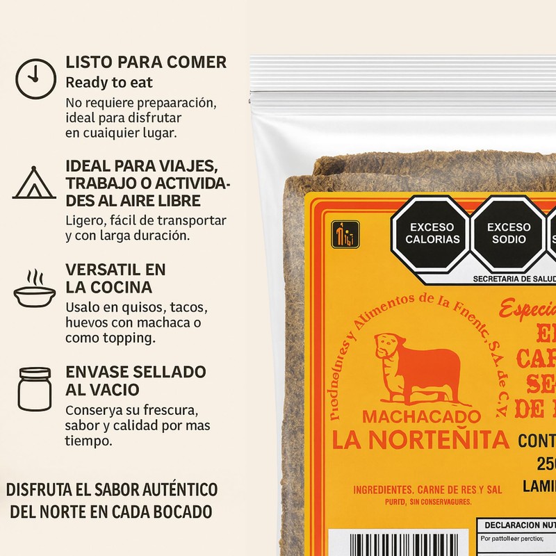 Sliced Beef Jerky - LA NORTENITA Machacado Carne Seca De