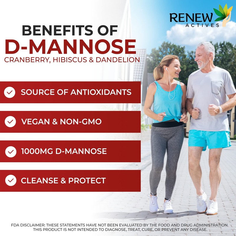 HIGH POTENCY Renew Actives D-Mannose & Cranberry Complex 1000MG –