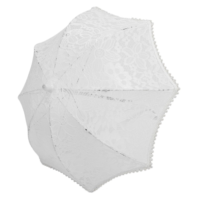 Lace Wedding Umbrella Romantic Embroidery Flower Bridal Umbrella Ergonomic Handle