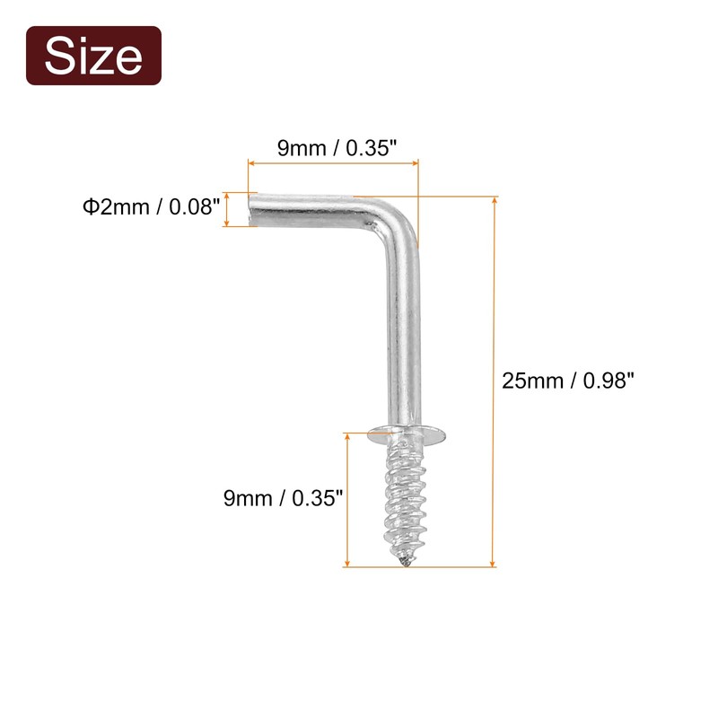 uxcell 40 Pcs L Shape Hooks, 5/8 Inch Right Angle