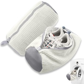 FurrPhunny 2Pcs Shoe Washing Machine Bag, Quick & Easy Cleaning, Laundry Shoe Bag for Washer and Dryer, Cleaning Bag for Sneaker & Most Shoe Types and Sizes (White)