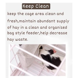 Rabbit Hay Feeder Bag, Guinea Pig Hay Feeder Storage,Sack Hay Bag Feeding Bag Storage for Chinchilla Hamsters Rabbit Guinea Pig Small Animals (M, Blue)