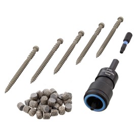 Pro Plug System Plugs and Epoxy Screws for Trex Pebble Grey Decking, 165 Plugs for 100 lin ft (Covers 40 sq ft), 150 Epoxy Screws and Pro Plug PVC Tool (1)