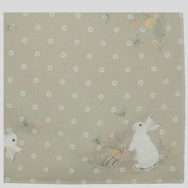 Tablecloth 85 x 85 cm with Crank Embroidery Easter Bunny in Ecru Easter Spring
